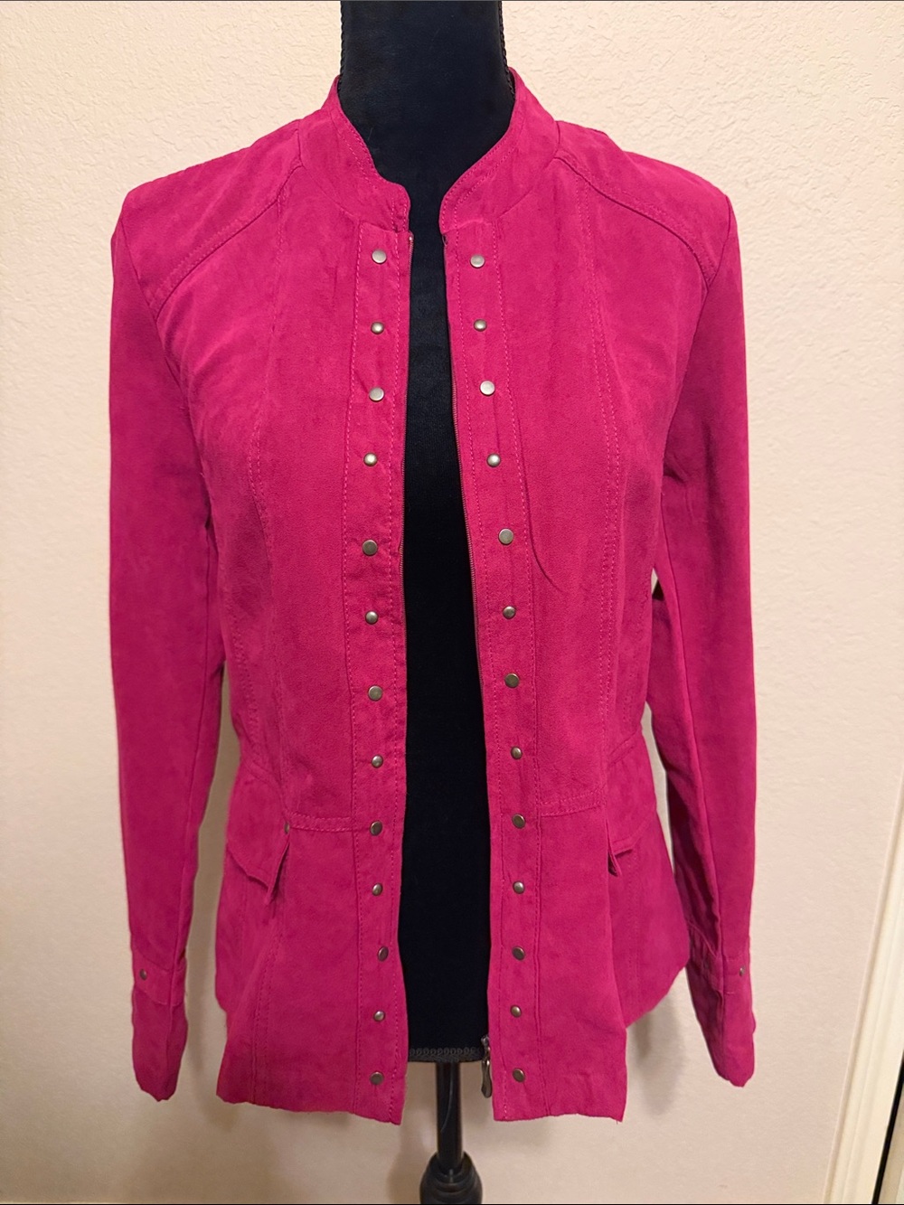 Pink Women's Faux Suede Jacket